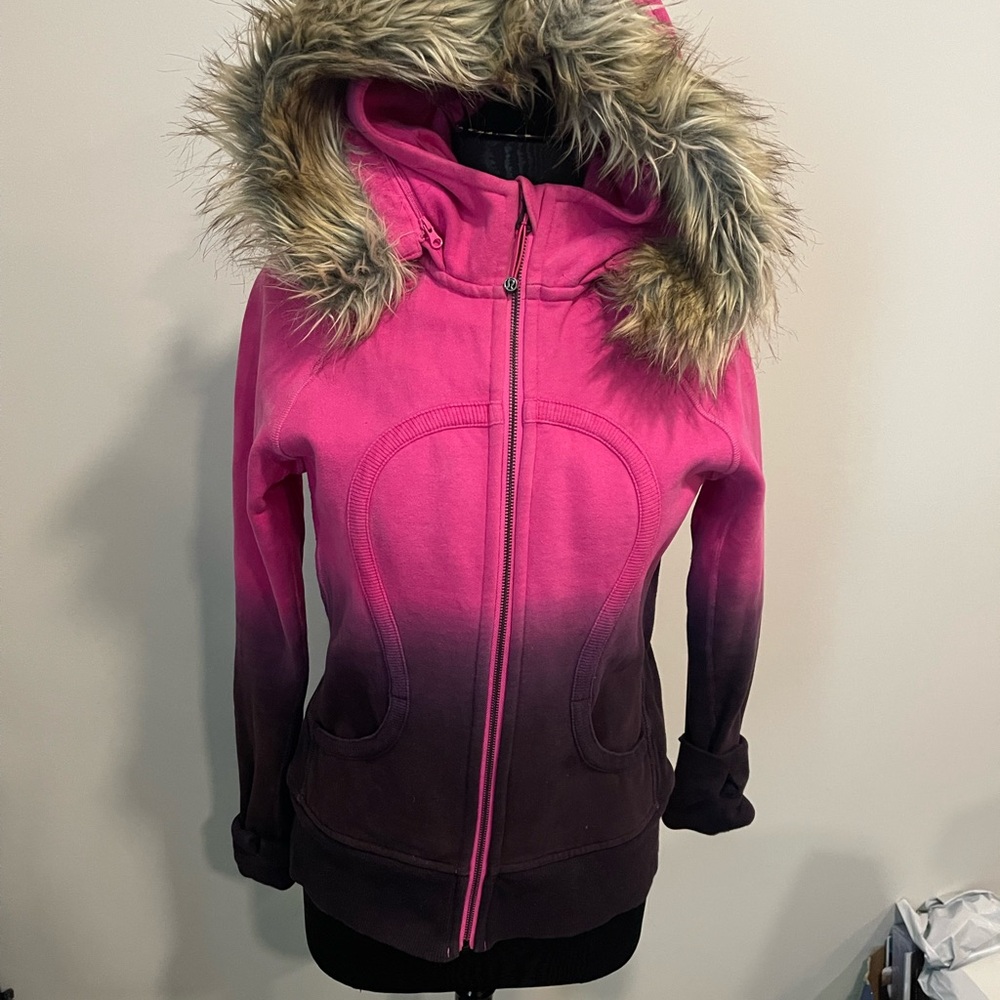 Lululemon Scuba Hoodie Faux Fur Paris Pink Dark Purple Ombré Special Edition Hoo